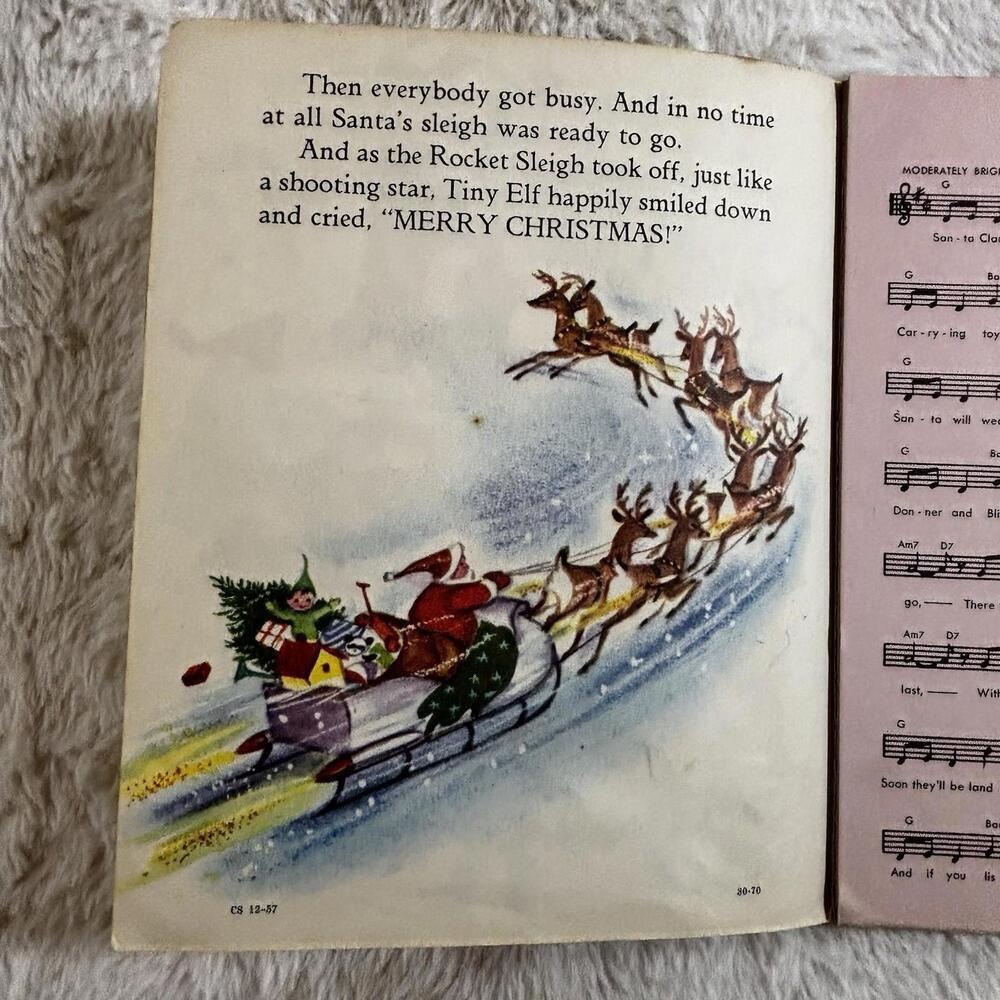 Santa’s Rocket Sleigh Rand McNally Elf Book Vintage 1950s Christmas - Picture 6 of 9